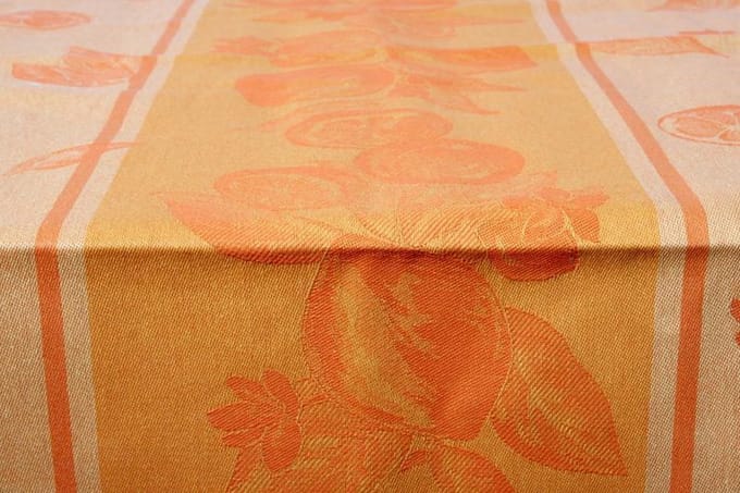 Provençaals Jaqcuard Geweven Tafelkleed, 'Fruit Orange', 170x130cm
