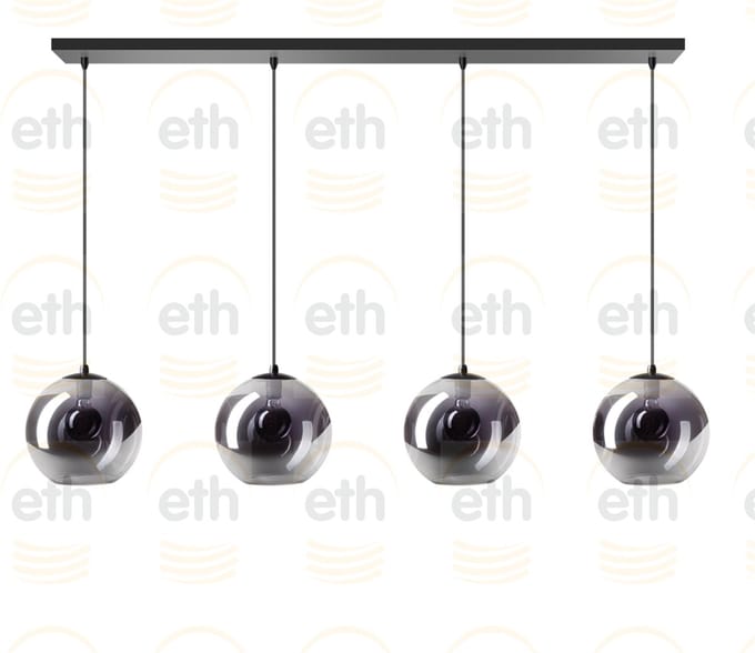 ETH Hanglamp Orb balk 4x 25 cm Smoke Glass / Zwart