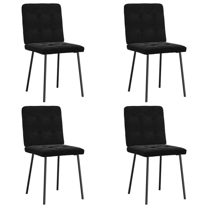 Eettafelstoelen, 4 Stuks, Zwart, Bekleed met Fluweel