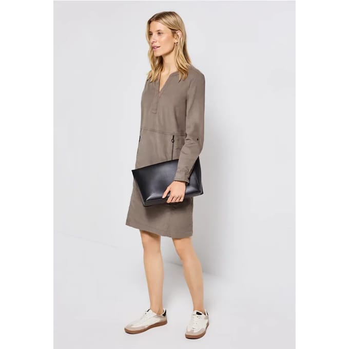 Corduroy jurk met gespleten hals