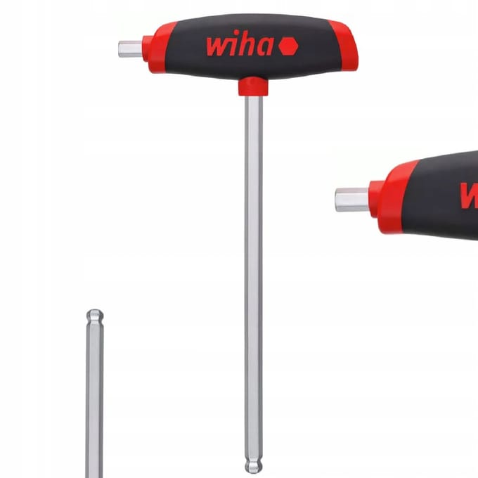 Wiha 6kant-Stiftschlüssel T-Griff 5x150mm Kugelk.+Seit.-abtrieb Inbussleutel Sleutelbreedte (metrisch): 5 mm Koplengte: 17 mm Afmeting, lengte: 150 mm