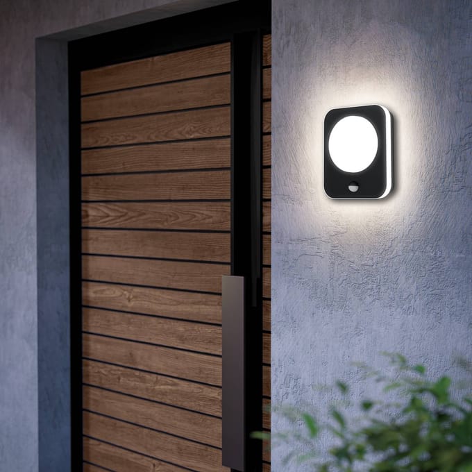 EGLO Madriz Wandlamp Buiten - Sensor - LED - 23 cm - Sensor - Zwart/Wit
