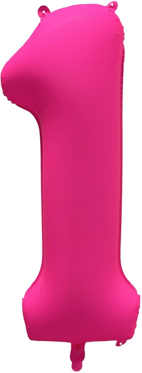Folieballon cijfer 1 - Neon Roze - 86 cm