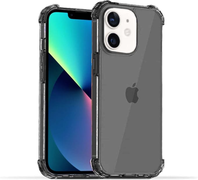 Smartphonica iPhone 12 Mini transparant siliconen hoesje - Zwart geschikt voor iPhone 12 Mini