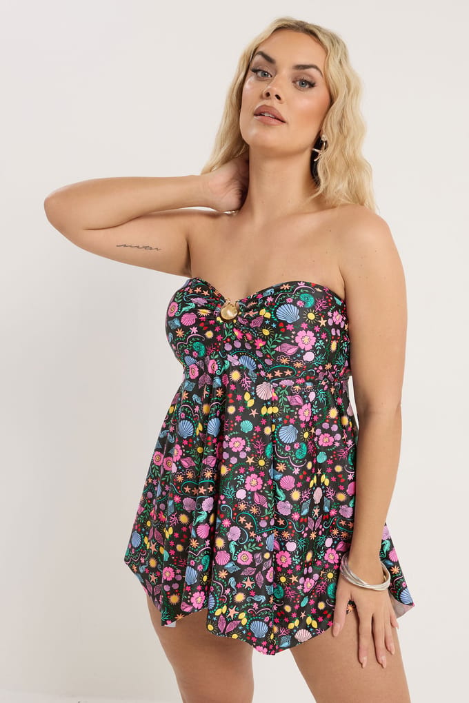 Yours Zwarte Tankinitop Met Schelpenprint Size 42