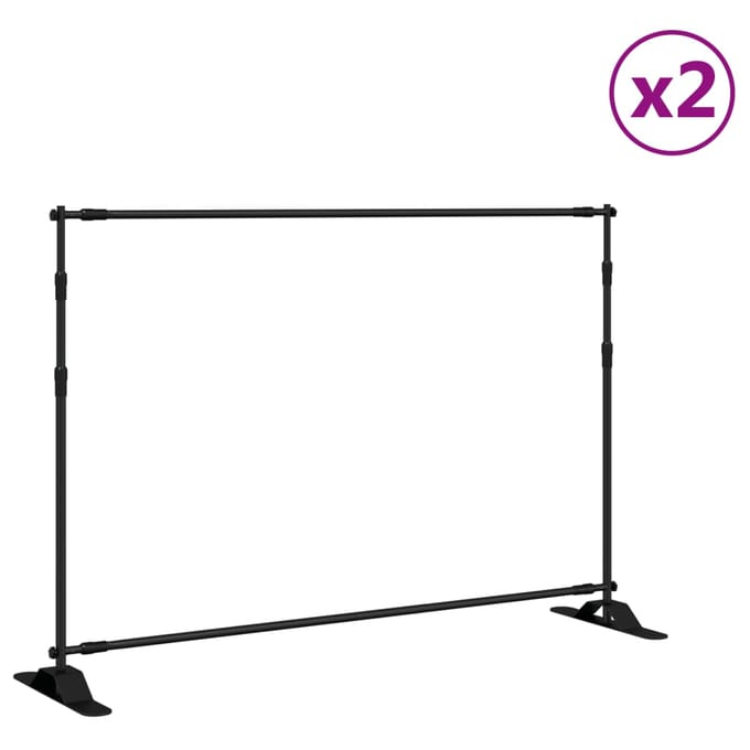 vidaXL - Achtergrondstandaards - 2 - st - 305x243 - cm - staal - zwart