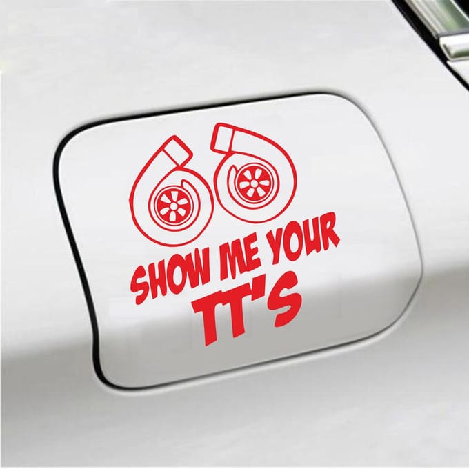Bumpersticker - Show Me Your TTs - 15 X 15 - Rood