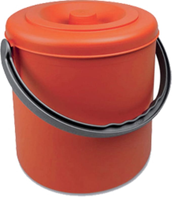 Afvalbakje - 'Eureka' - afvalscheiding - 10 liter - deksel - afsluitbaar - oranje - hengsel