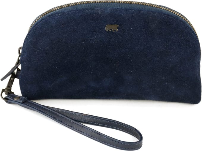 Bear Design Suède Make Up Tasje / Etui Round Navy