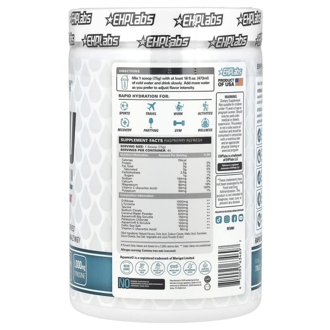 Hydreau Sports Hydratatie, Framboos Verfrissend, 300G(10,58 Oz)