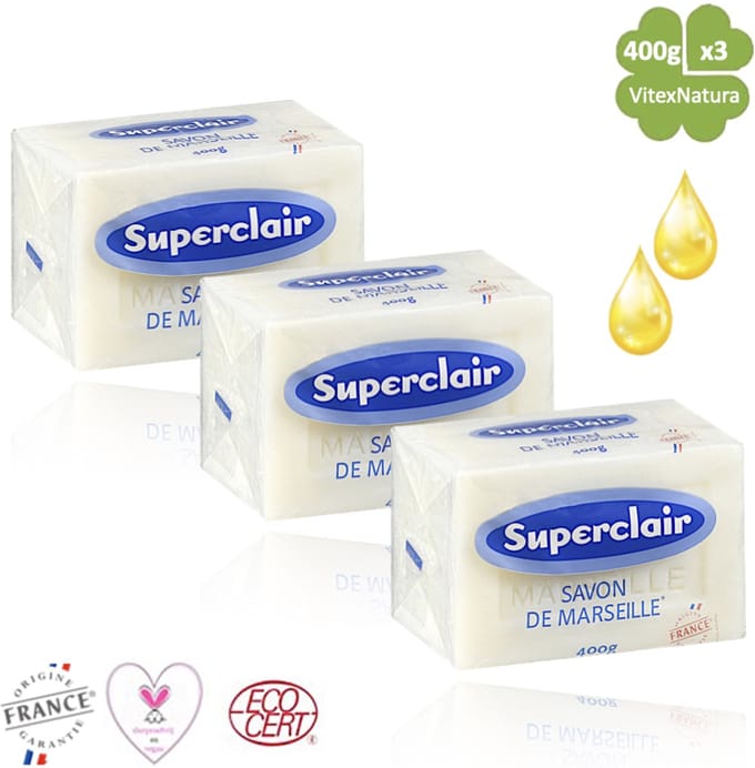 Superclair - Zeeptablet - Marseille Zeep - Glycerine - 400g x 3