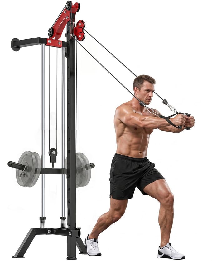 SPORTNOW Power Tower - Staal - 85 x 68 x 210 cm - Rood