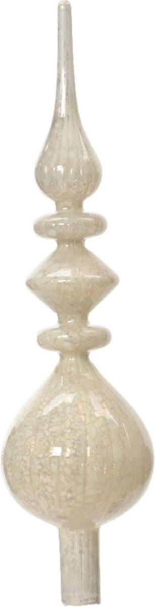 Decoris piek - crème wit - glas - 35 cm - kerstboomversiering - kerstversiering - kerstboom topper