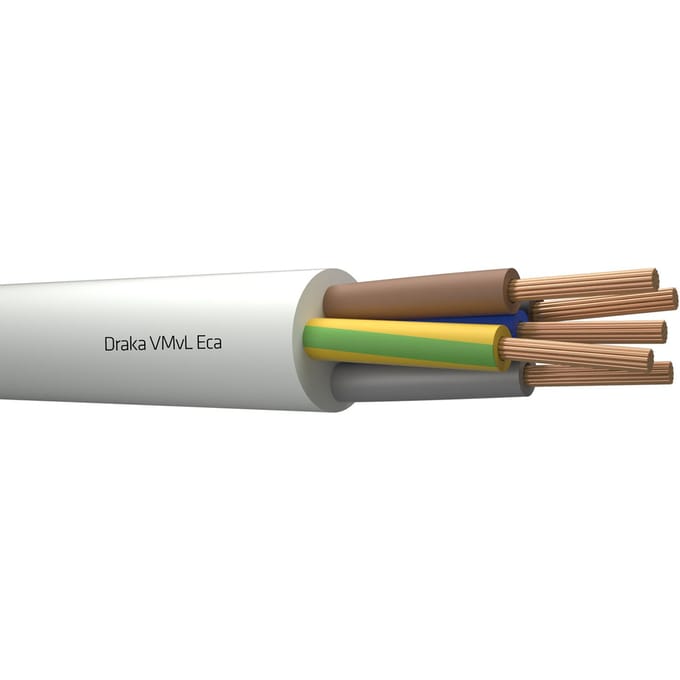 Draka VMVL 5G1.5 Flexibele Vinyl Kabel Wit Eca Klasse - 803875 [100 Meters]