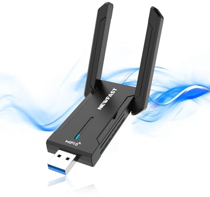 WiFi Adapter voor PC met 5400Mbps Tri-band Ondersteuning, USB 3.0, High Gain Antenne