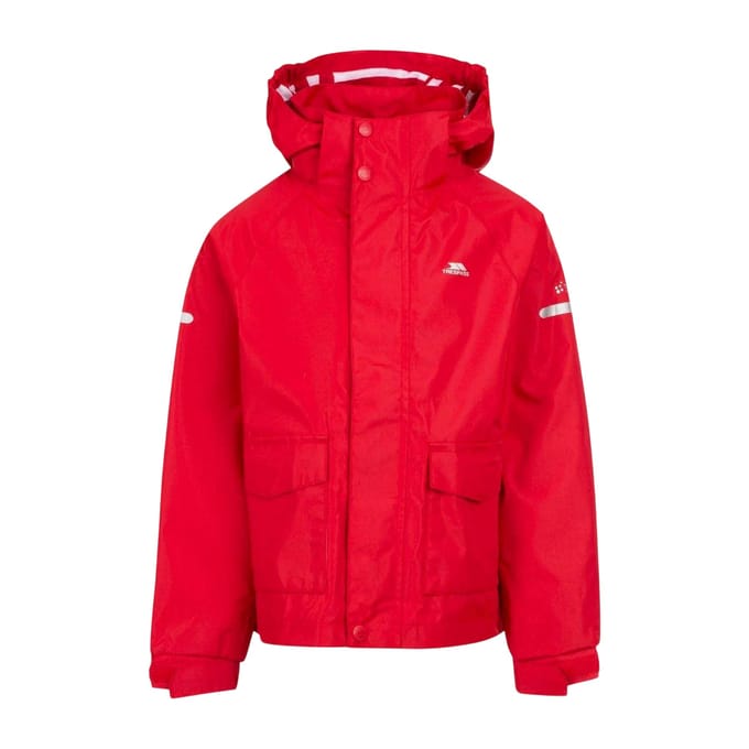 Trespass Waterdichte jas met afneembare capuchon voor kinderen (Rood)