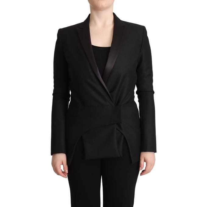Costume National Zwart Lange Mouwen Dubbelknoop Damesjas