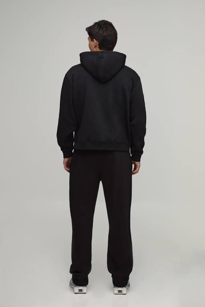 Oversized Boxy Trainingspak Met M-ster Grafische Print En Rits Met Capuchon | Black | Size Medium