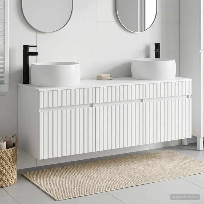vidaXL - Badkamerkast - set - 3 - st - Hoogglans - Wit - 49 - x - 44,5 - x - 66 - cm