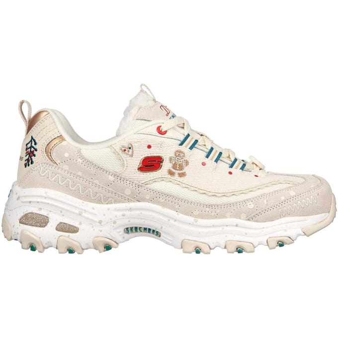 Skechers Dames DLites Kerst Suède Sneakers (Off White)