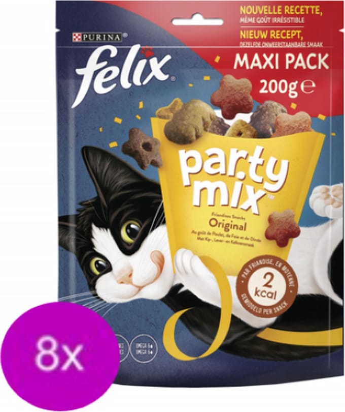 8x Felix - Partymix Original Mix - Kattensnacks - 200 g