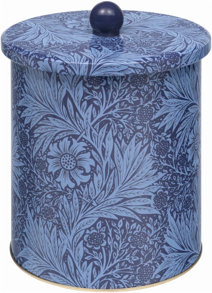 Blik Bloemen en bladeren, blauw Ø18x17,5cm