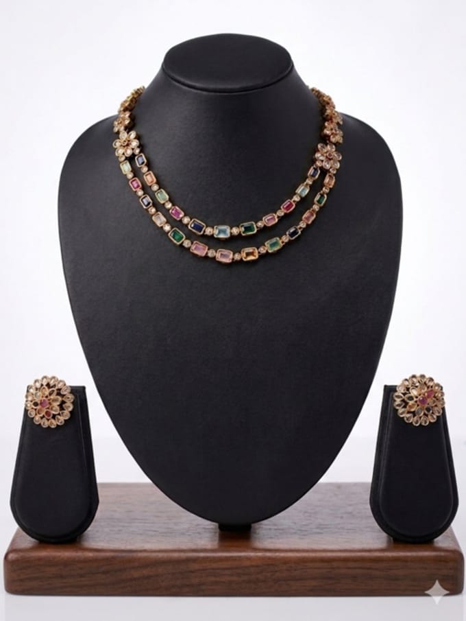 N3 Collecties Matte Afwerking Vergulde Ketting Met Oorbellen