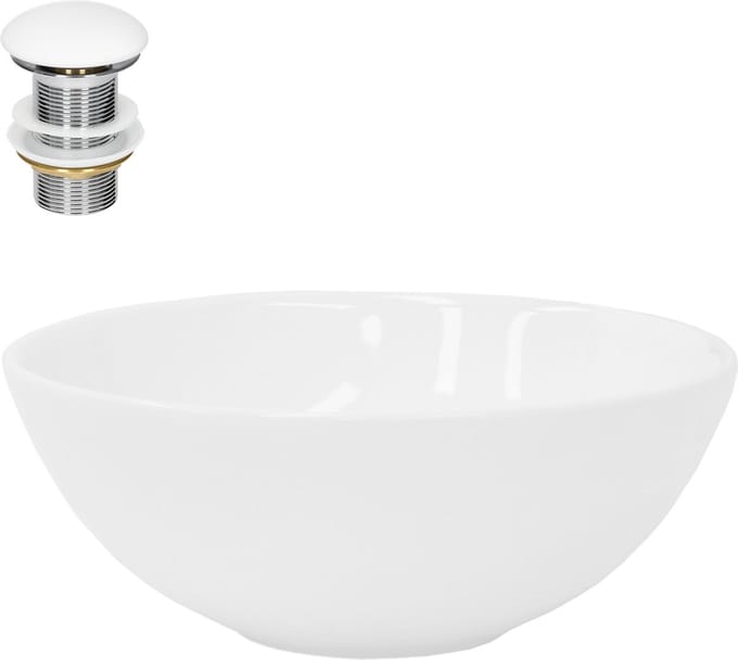 Ronde wastafel zonder overloop Ø 28x11,6 cm Wit keramiek LuxeBath