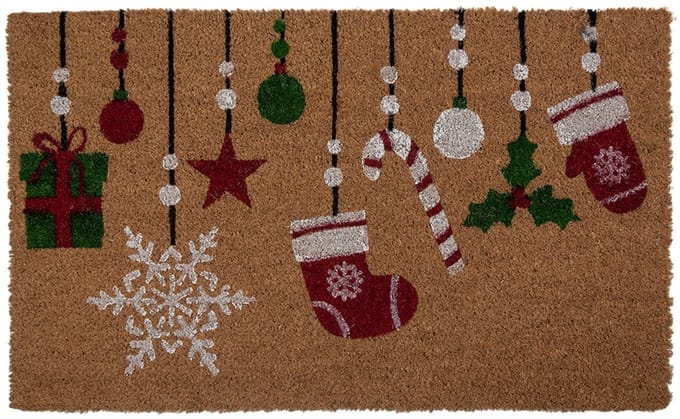 Clayre & Eef Deurmat 75x45x1 cm Bruin Kokos Kerst