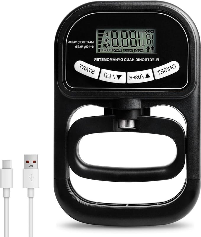 Digitale Krachtmeter - Hand Dynamometer - Sterkte Testen - Automatische Weergave - 120 kg - Zwart