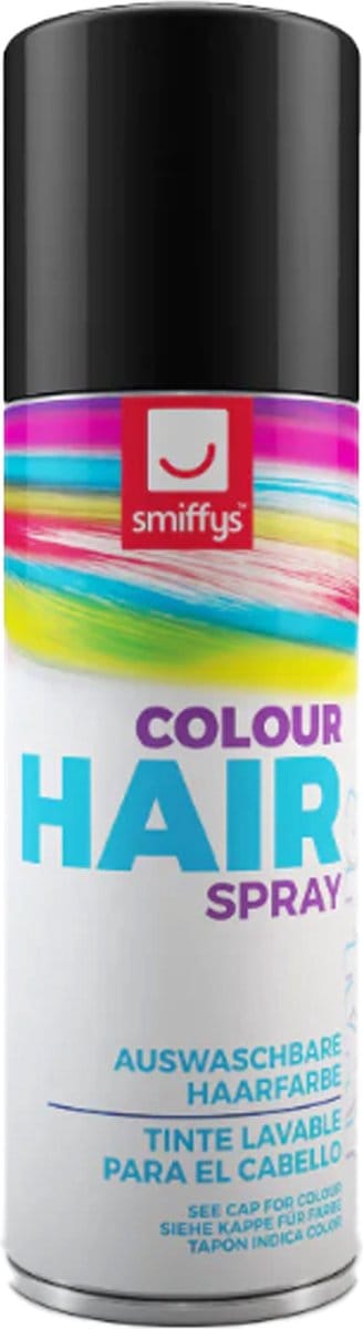 Smiffys carnaval haarverf - zwart - spuitbus - 125 ml - haarspray