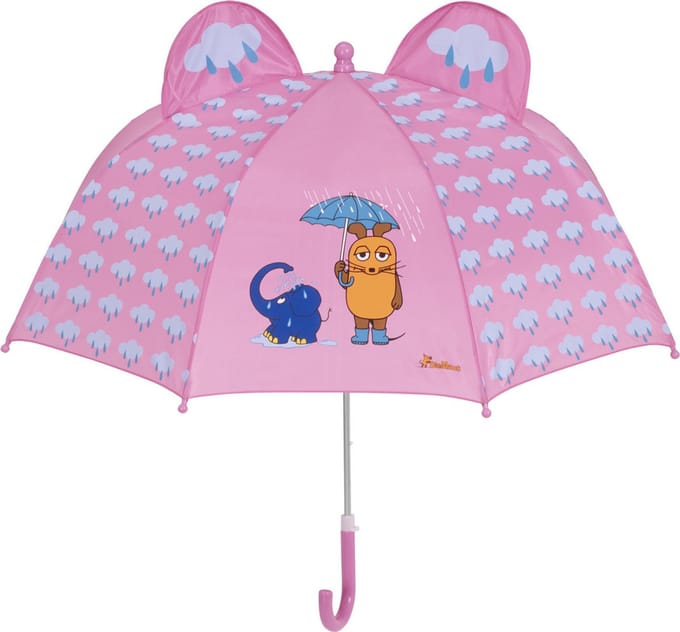Playshoes - Paraplu 3D voor kinderen - Muis & Olifant - Roze - maat Onesize