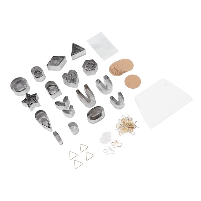 Polymer Clay Snijders Set 30 Ronde Vorm 60 Oorbellen Accessoires Polymer Clay Gereedschap met Zakjes voor Sieraden Maken DIY white