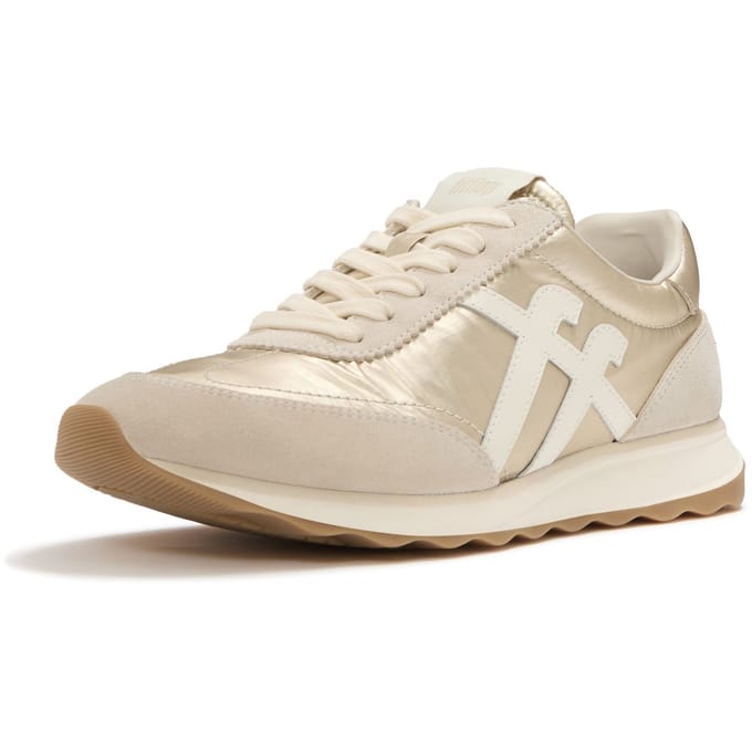 FitFlop Retro-Q FF Metallic-Fabric/Suede Sneakers Dames Sneakers - Metallic Beige