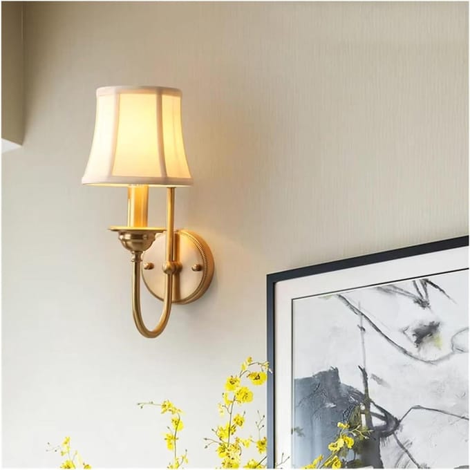 Koperen Wandlamp - Nachtlamp Spiegellamp - Woonruimte Verlichten - Volledig Koperen Frame - E14 Fitting - Koper