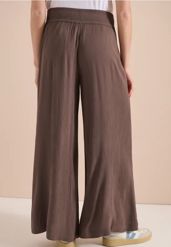 Wide Legs broek met crêpe structuur