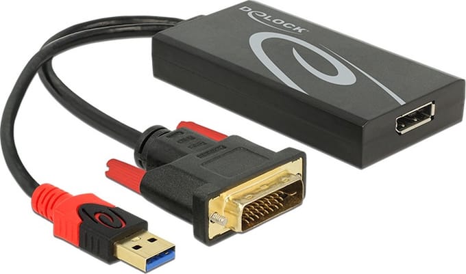 Premium DVI naar DisplayPort 1.2 actieve adapter (4K 30 Hz) / zwart - 0,30 meter