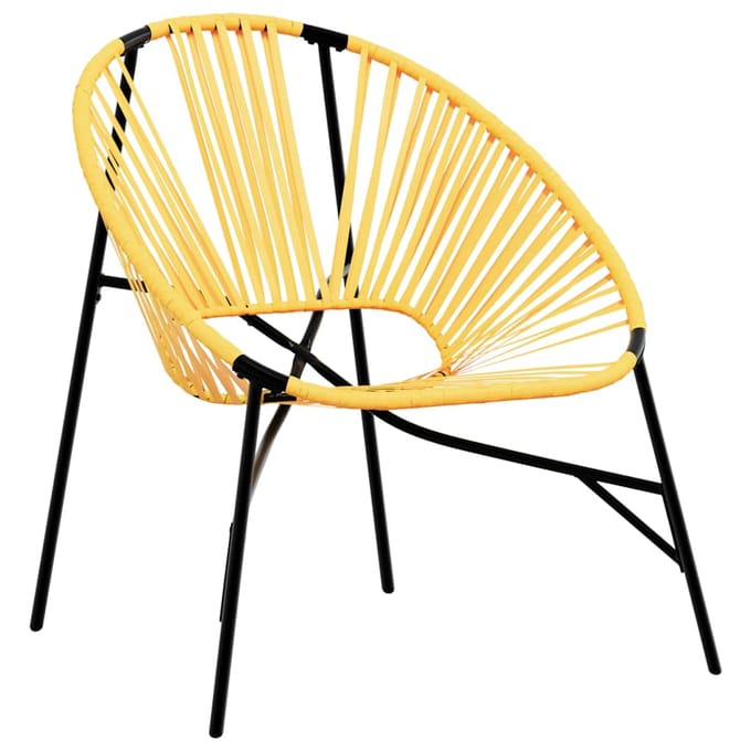 vidaXL - Set - tuinstoelen - 3-delig - poly - rattan - zwart - en - geel