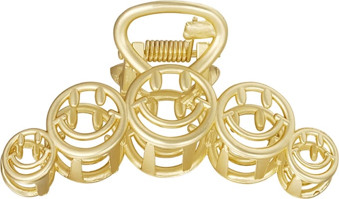 Haarklem rond smiley - haarclip - metaal - goud