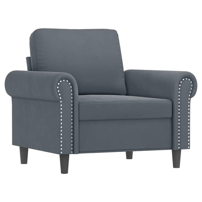 vidaXL - 4-delige - Loungeset - met - kussens - fluweel - donkergrijs