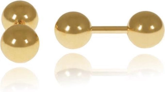 LGT Jewels Stud oorbellen Dubbel Bol 6mm Goud