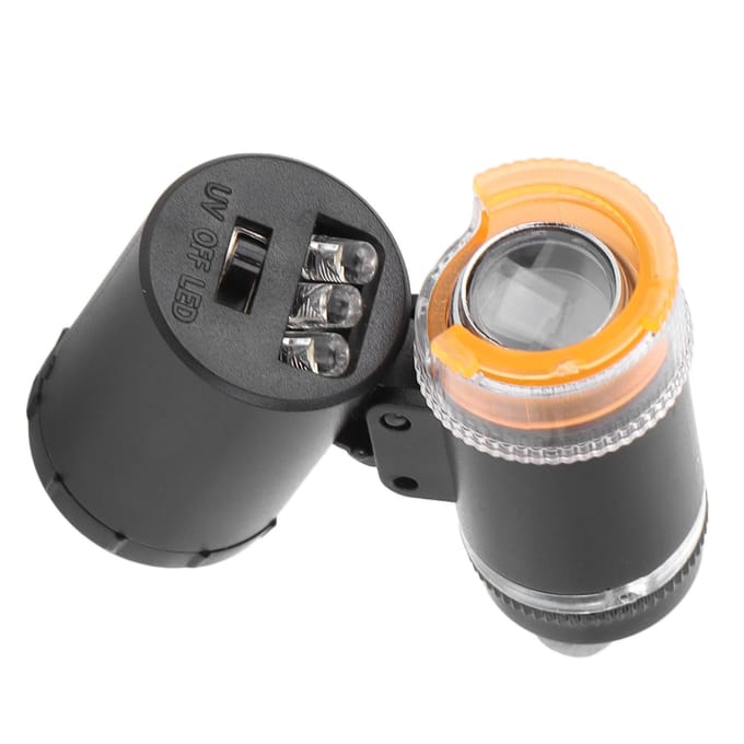 60X Mini Vergrootglas Draagbaar Sieraden Geld Vergrootglas Detector LED Licht Zak zwart