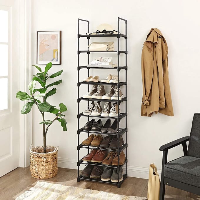 Parya Home schoenenrek - 10 planken - metaal - zwart