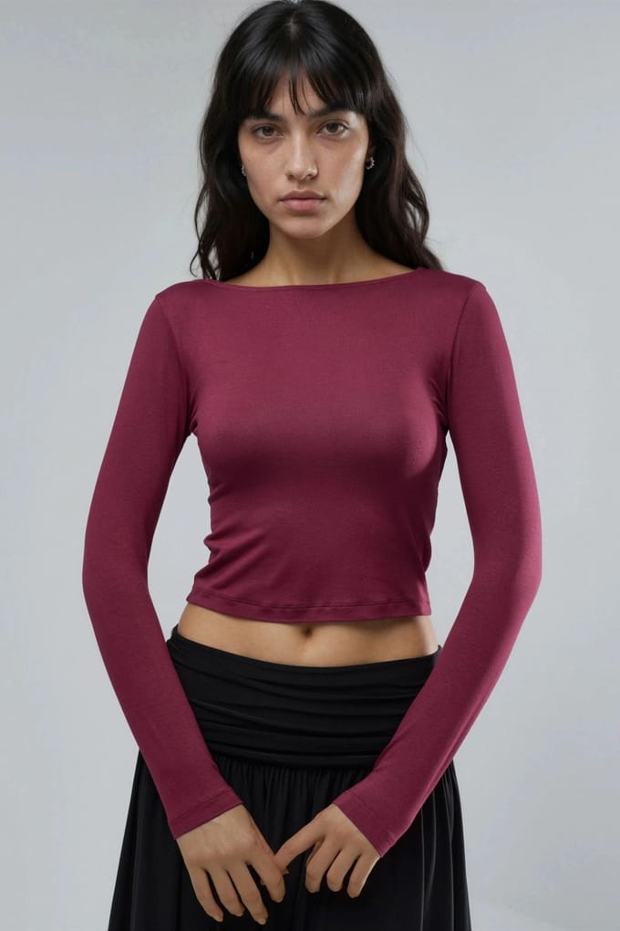 Slim Fit Cropped Blouse met Achterdetail
