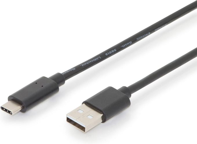 Digitus AK-300148-030-S USB-kabel 3 m USB 2.0 USB C USB A Zwart