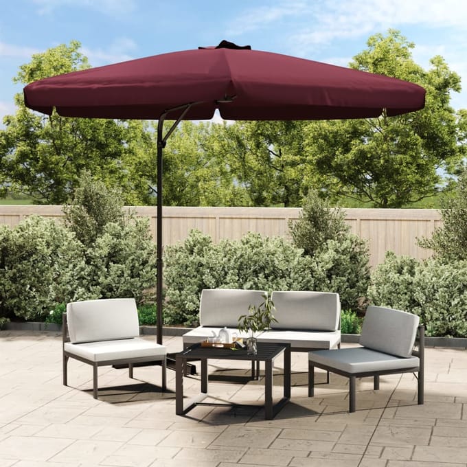 vidaXL - Parasol - met - stalen - paal - 300 - cm - bordeauxrood