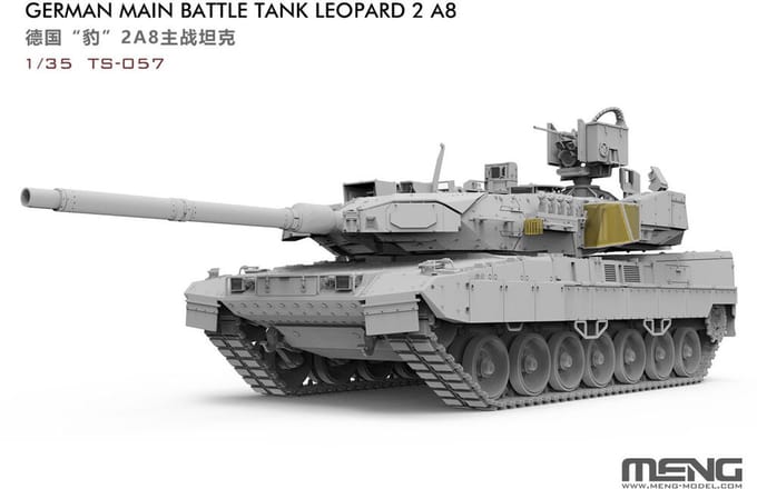 Meng Model Modelbouwpakket Militaire voertuigen - MENG TS057 Leopard 2A8 - Duitse Moderne Gevechtstank Plastic - 1:35 - Modelbouw