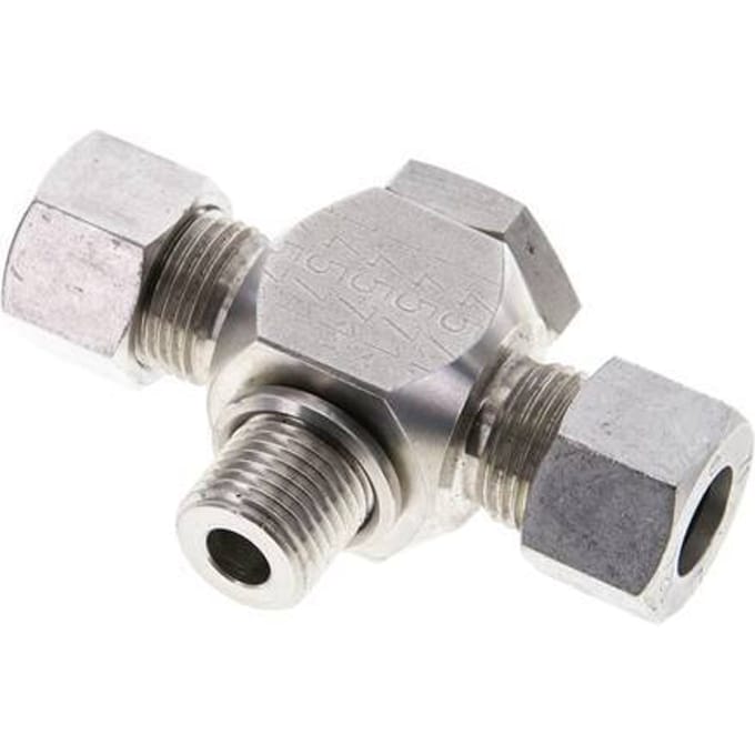 12L & M16x1.5 RVS T-Draaidoorvoer Snijringkoppeling Buitendraad 315bar ISO 8434-1