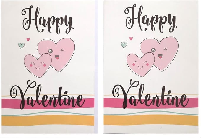 2 Wenskaarten - Valentijnskaarten - Happy Valentine - 12 x 17 cm - VAL-001