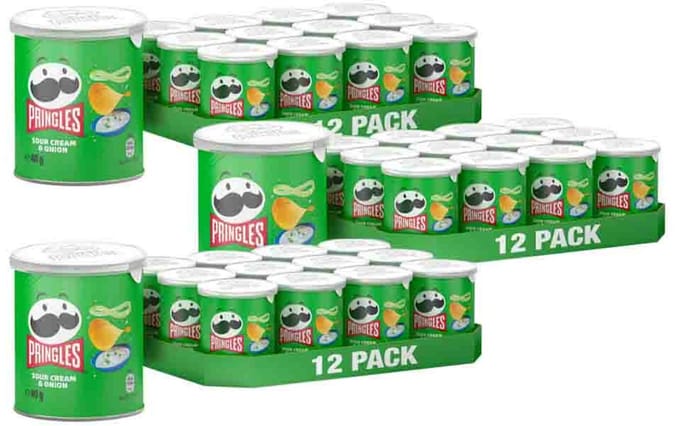 Pringles - Chips Sour Cream & Onion - 3 x 12 x 40 gr - Voordeelverpakking